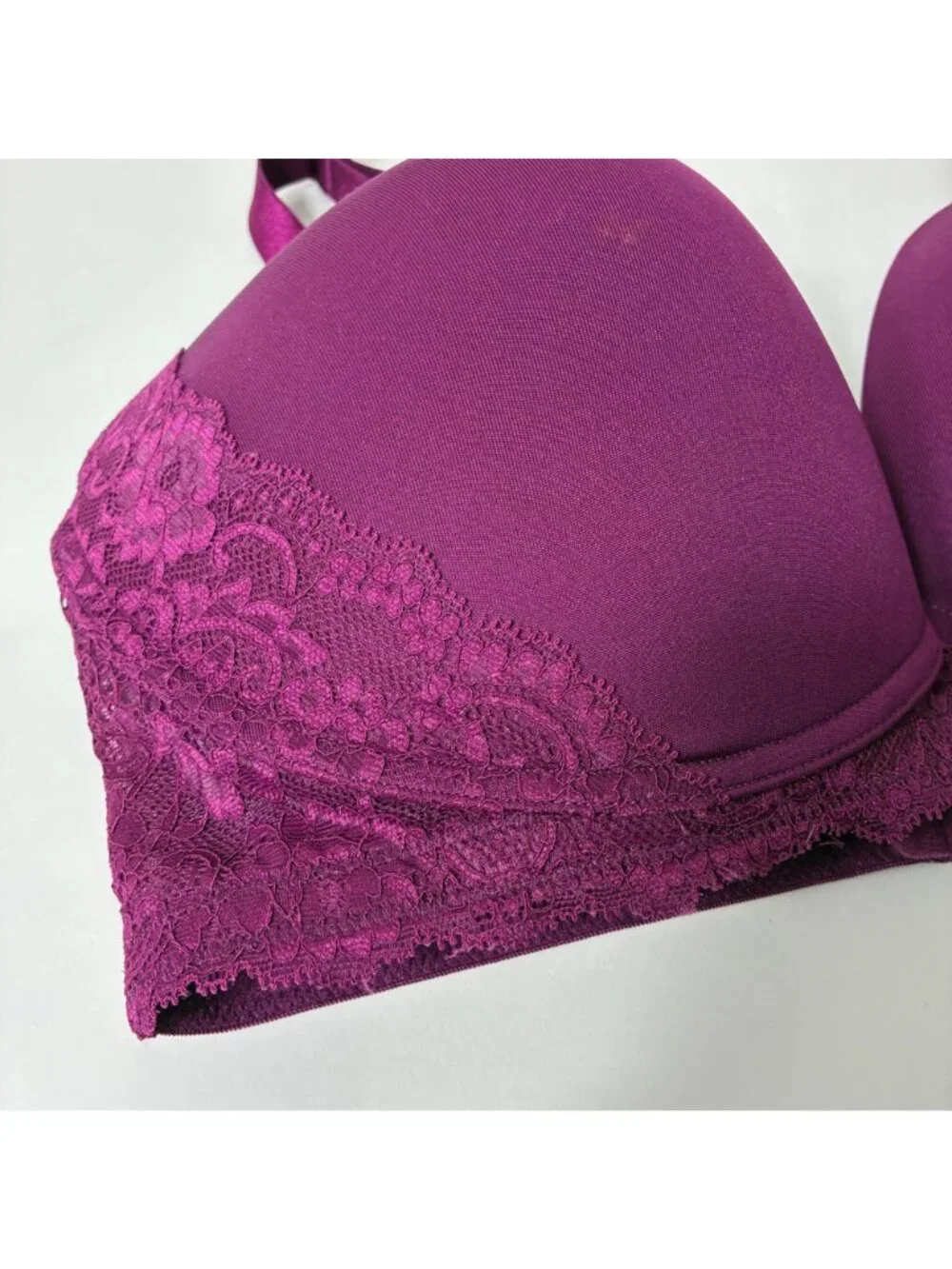 NEW Maidenform Push Up Plunge Bra 38DD Fuchsia Wireless Lace Convertible Straps